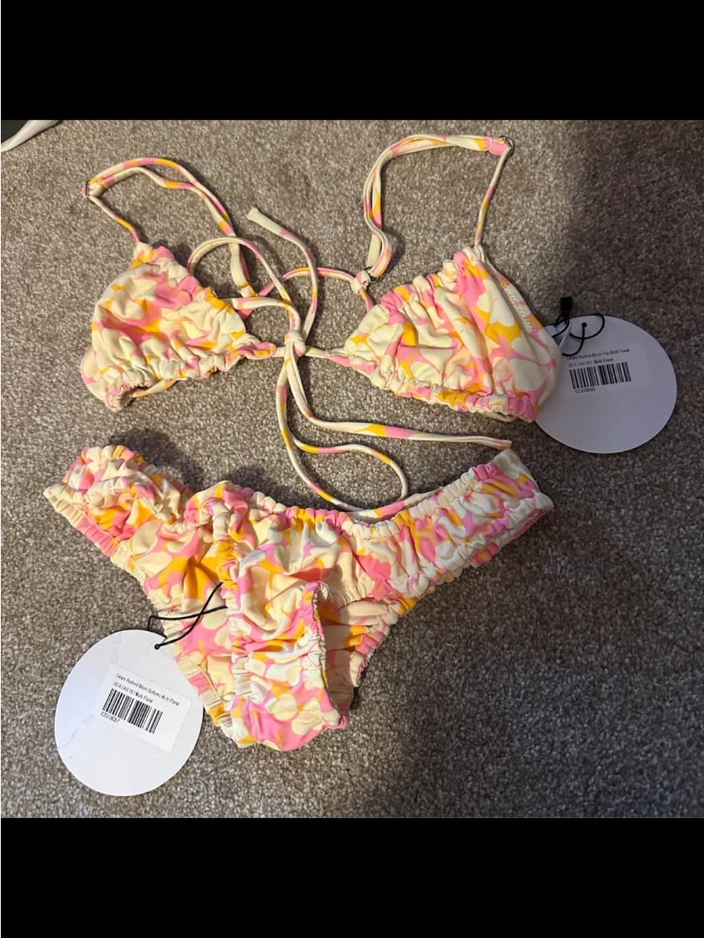 Princess Polly Floral Ruffle Bikini - Pink, Yellow & Cream